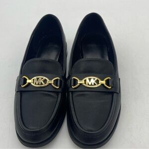 Michael Kors Black Loafers with Gold Accent